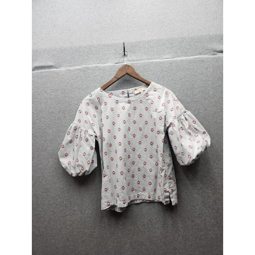 Loft XS Floral Puff Sleeve Cotton‎ Top